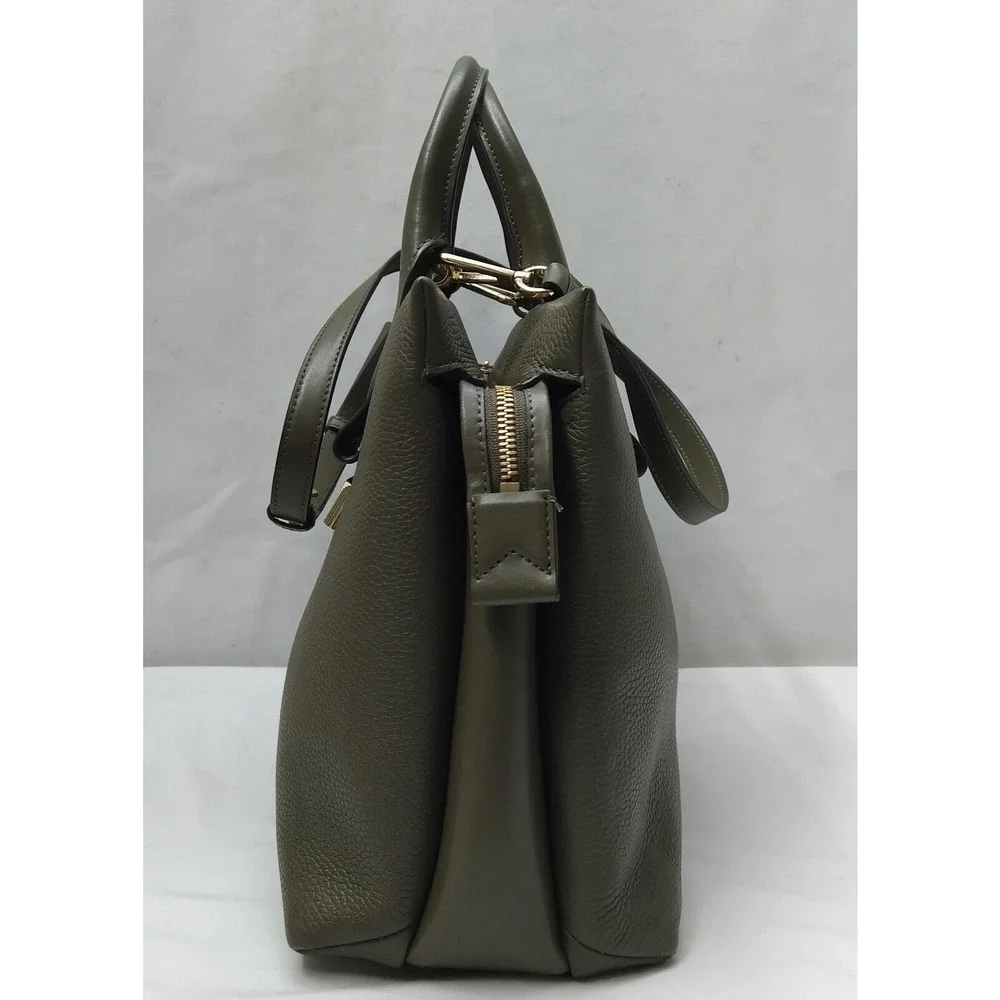 Michael Kors Rollins Olive Green Pebbled Leather Double Handles Satchel Bag